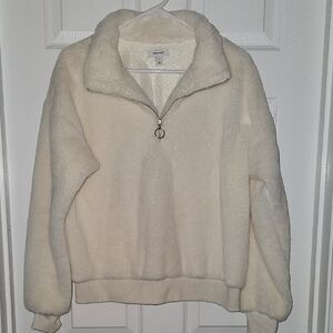 Nine West Cream Teddy Quarter Zip Top